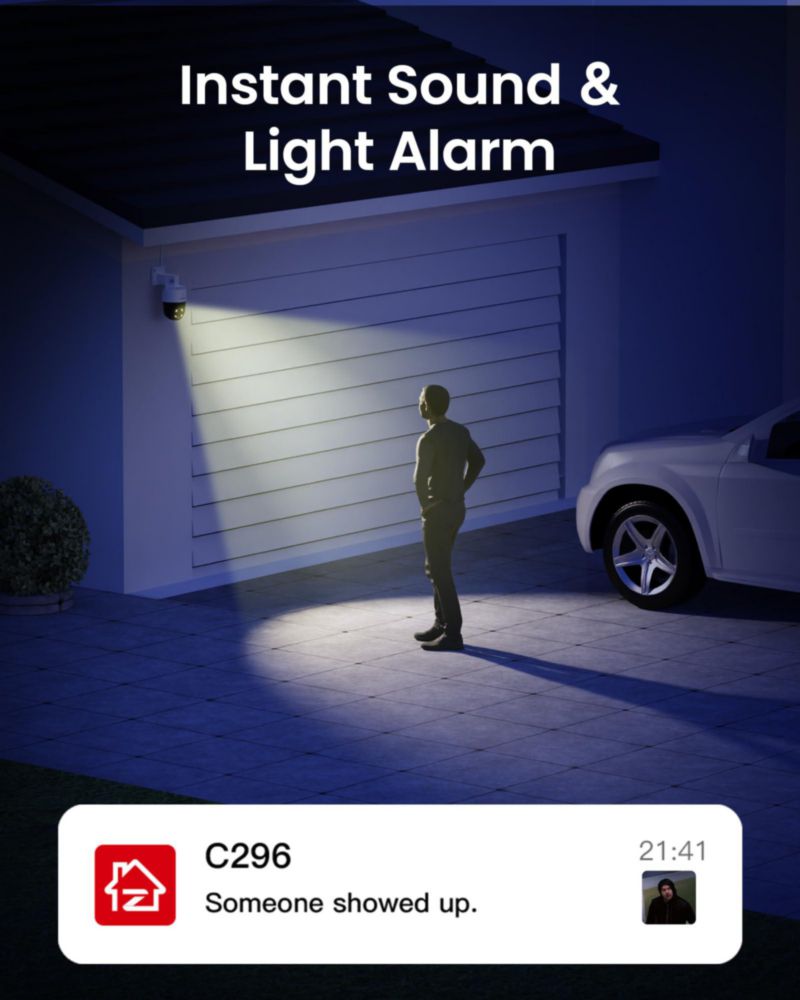 Cámara PTZ exterior ZOSI C296 PoE de 5 MP con visión nocturna 3K