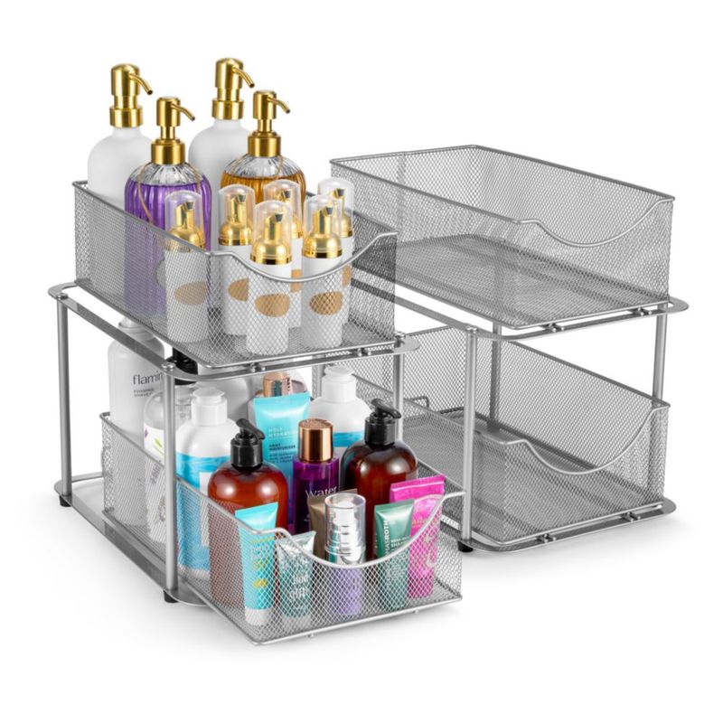 Organizador bajo fregadero Sorbus 36 × 24 × 31 cm 2 niveles color plateado