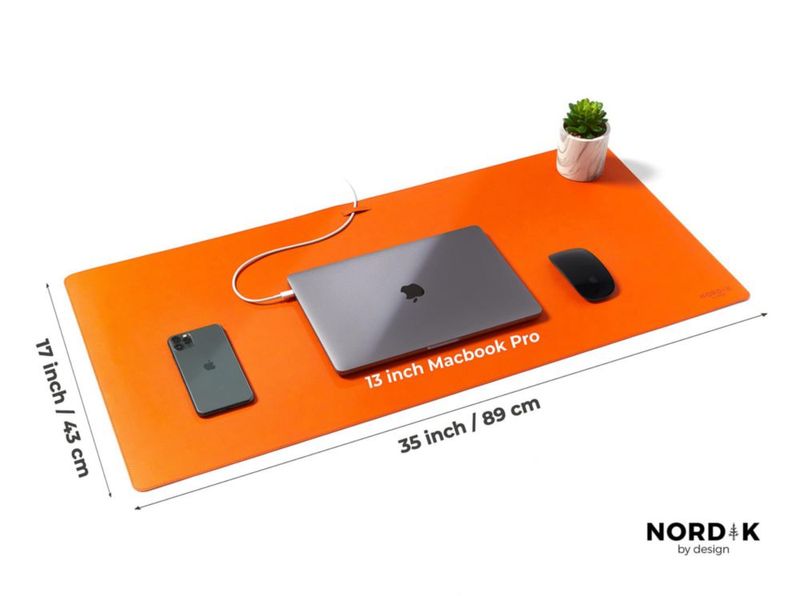 Alfombrilla de escritorio Nordik By Design 89 × 43 cm Naranja Mandarina