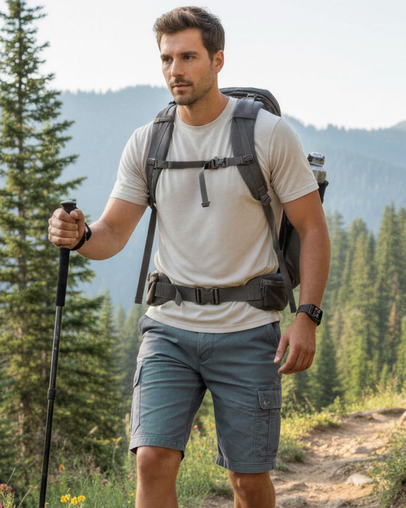 Shorts Cargo NY Threads Talla 34 Gris Oscuro Algodón Elástico