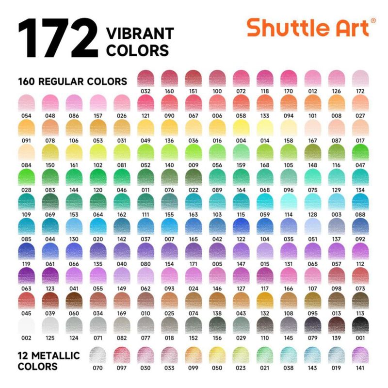 Set de lápices de colores Shuttle Art 172 colores núcleo suave
