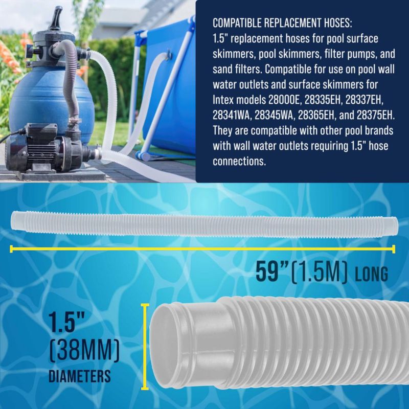 Manguera para piscina U.S. Pool Supply de 3.8 cm x 150 cm paquete de 3 blanca