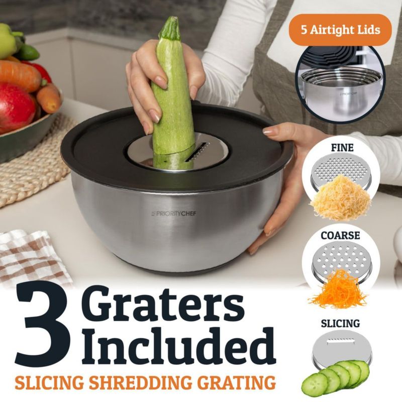 Juego de 5 bowls para mezclar de acero inoxidable Priority Chef