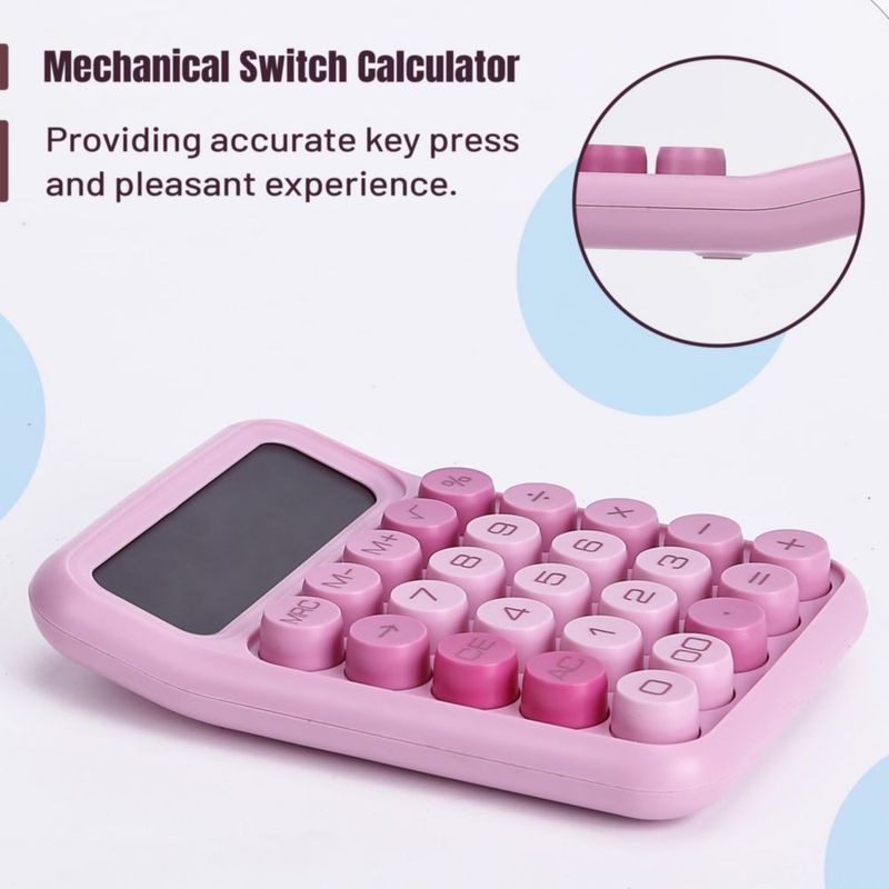 Calculadora Mr. Pen - Interruptor mecánico (12 dígitos) color rosa