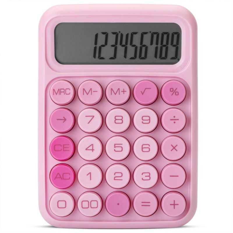 Calculadora Mr. Pen - Interruptor mecánico (12 dígitos) color rosa
