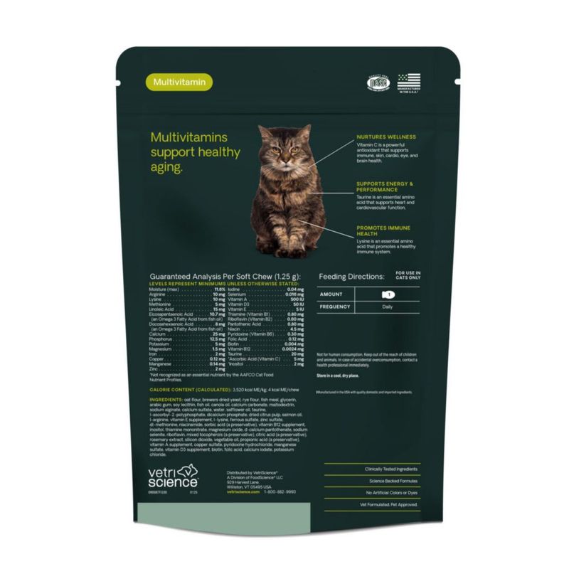 VetriScience Vitaminas para Gatos Senior 27+ Sabor a Pescado – 30 unidades