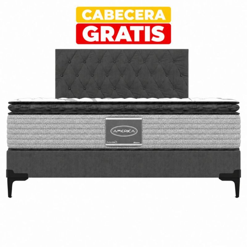 Cama Individual America Bloom + Base Lucern + Cabecera Gratis