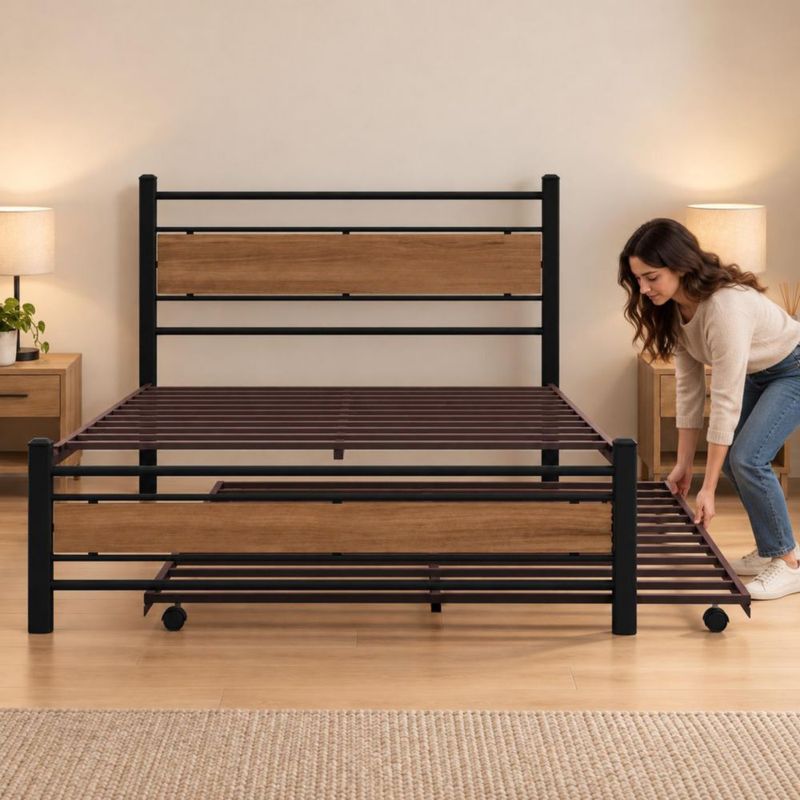 Base Metálica Matrimonial Armable con Cama Corrediza Nordic Deluxe