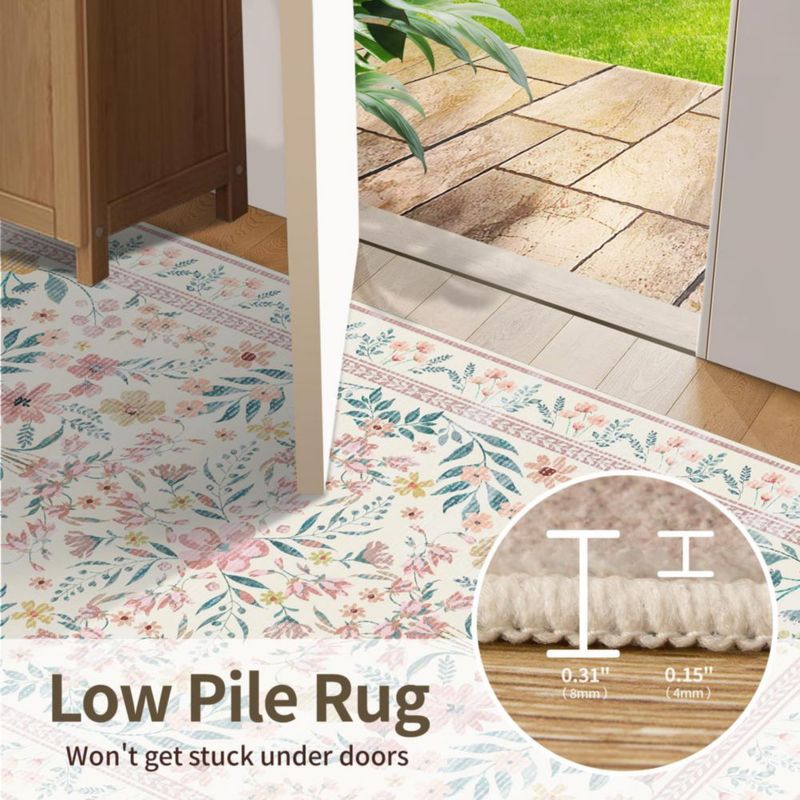 Alfombra Rugxara 91 × 150 cm Rosa Lavable con Estampado Floral