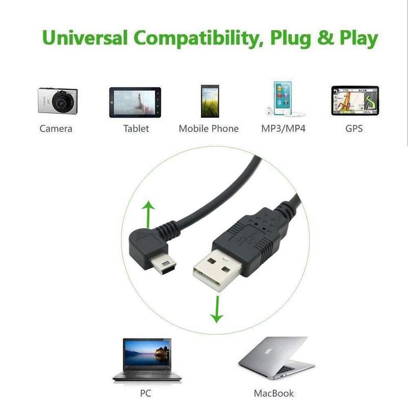 Cable USB Tivid 05 m Ángulo Recto Tipo A a Mini B