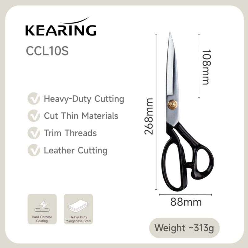 Tijeras KEARING 25 cm de alta resistencia para zurdos 280 g