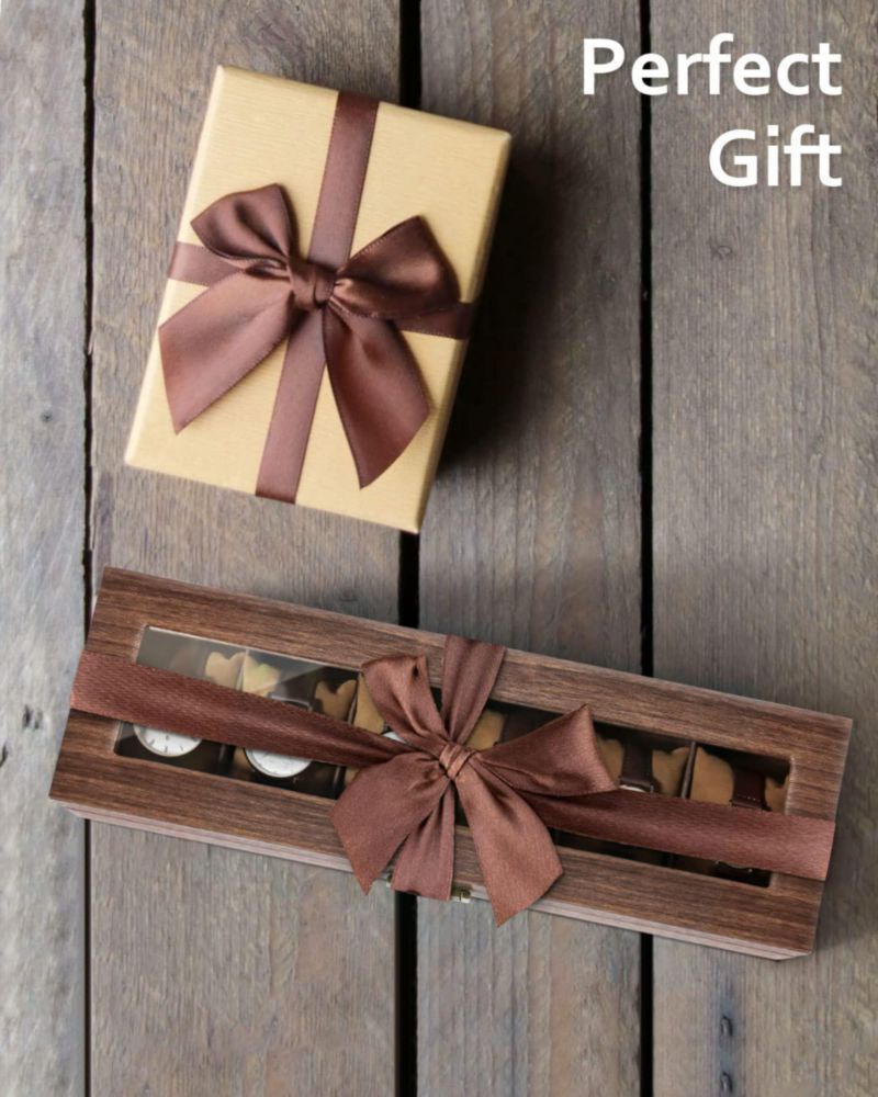 Caja para Relojes Uten de 6 Ranuras con Tapa de Cristal y Acabado de Madera
