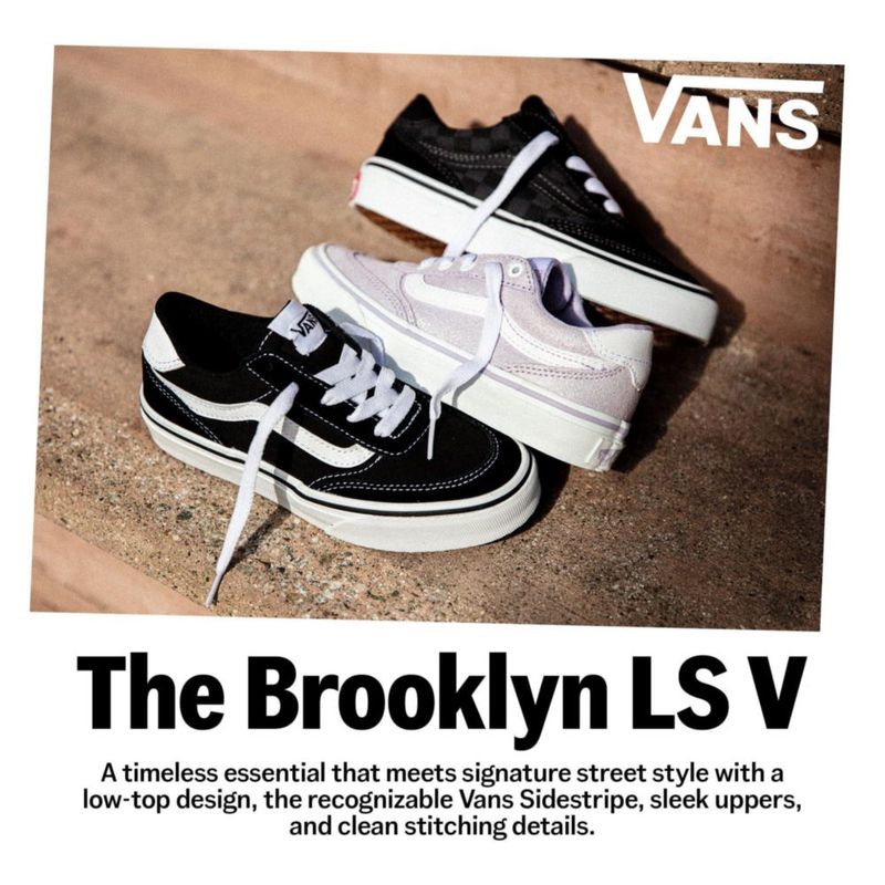 Zapatilla Vans Brooklyn LS Infantil Negro/Blanco Talla 6.5