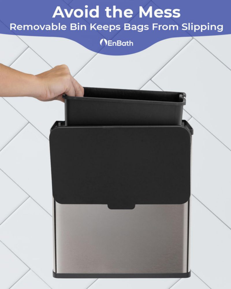 Cubo de basura EnBath de 6 L de montaje en pared para pañuelos higiénicos