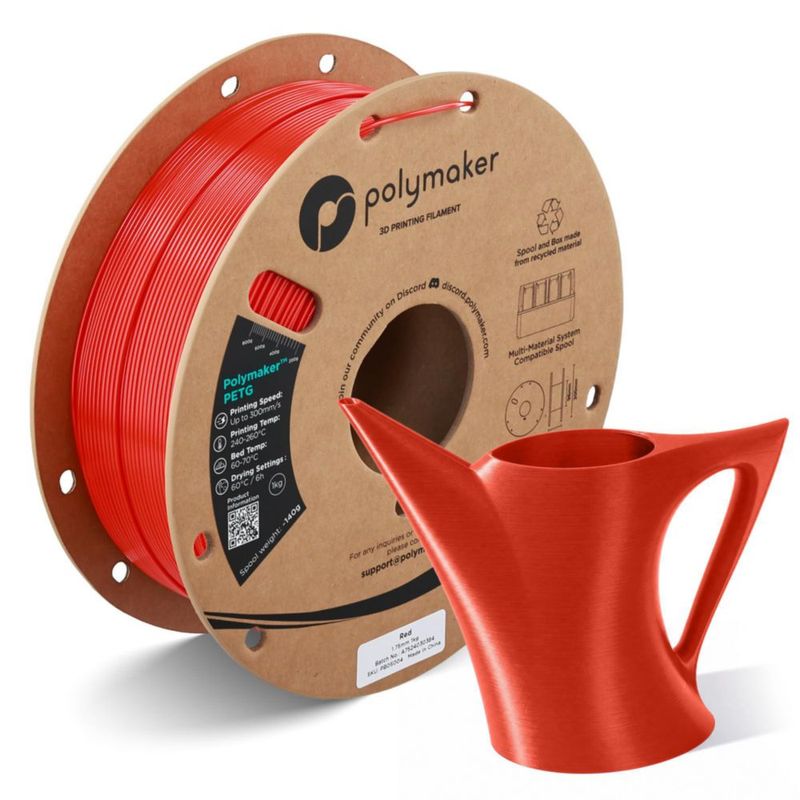 Filamento PETG Polymaker 175 mm 1 kg Rojo