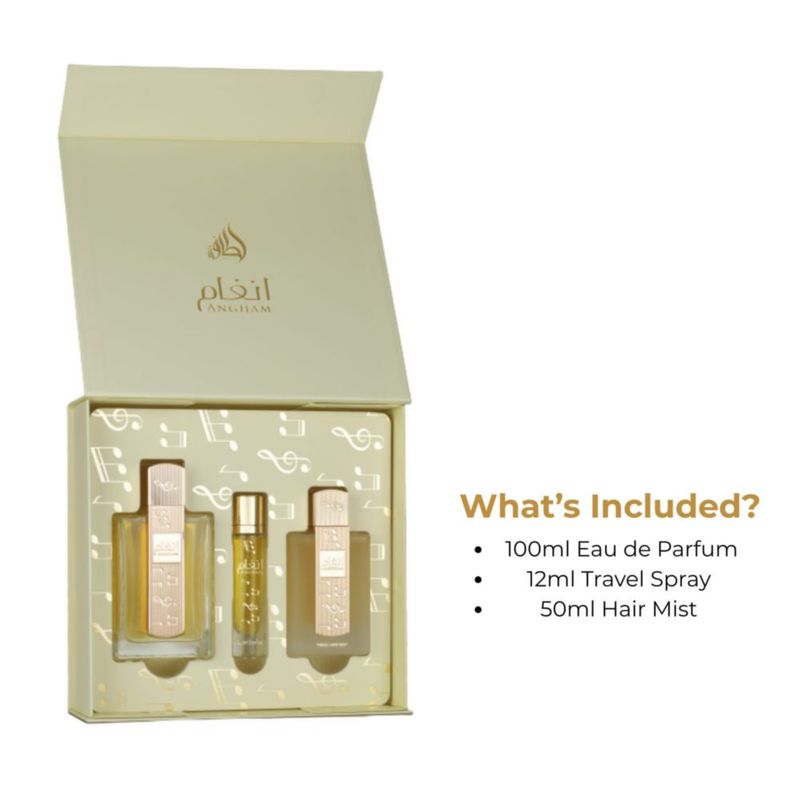 Set de Perfume Lattafa Angham 100 ml + 12 ml + 50 ml Floral