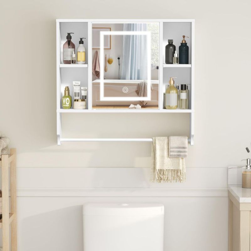 Gabinete de Baño MAHANCRIS 60x22x55 cm Espejo LED Blanco