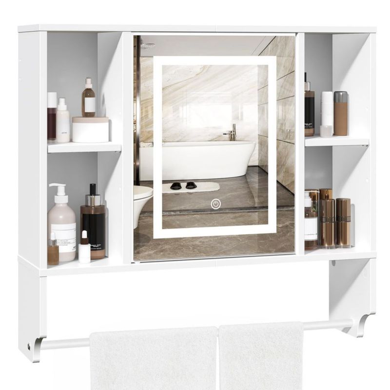 Gabinete de Baño MAHANCRIS 60x22x55 cm Espejo LED Blanco