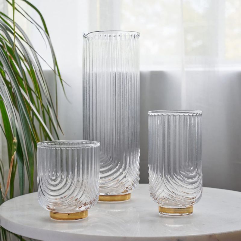 Vasos Lowball Viski 355 ml Juego de 2 Base Dorada