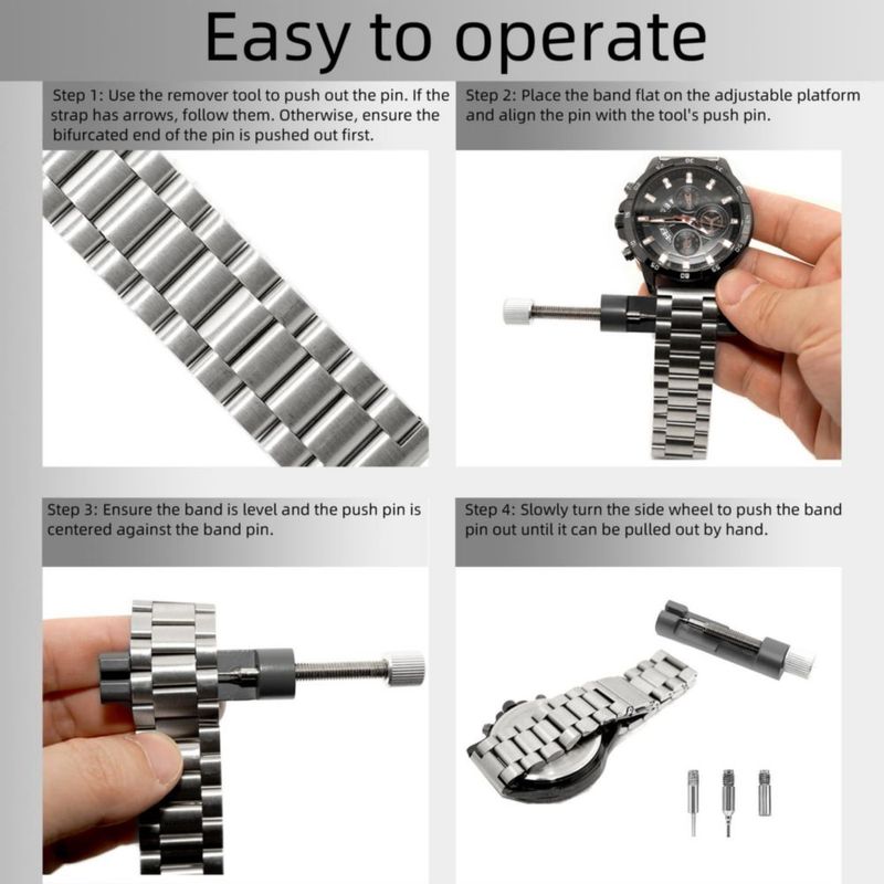 Kit de Herramientas para Reloj RANBOS - Removedor de Pulsera Metálica Gris