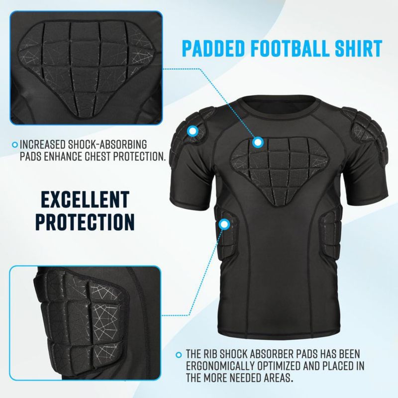 Camiseta de fútbol surlim con protectores acolchados de costillas y compresión