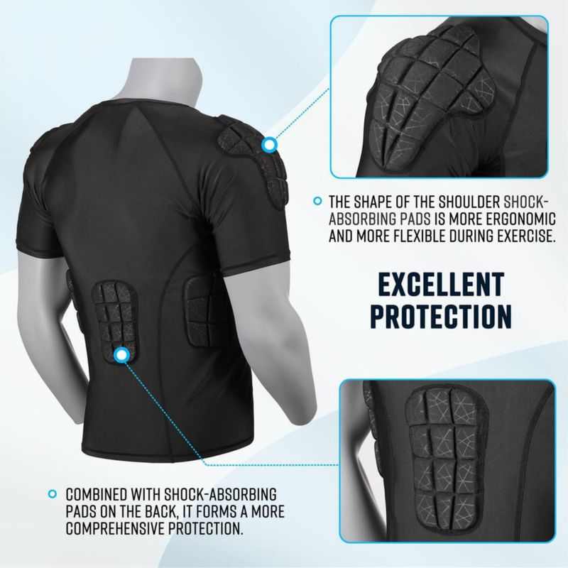 Camiseta de fútbol surlim con protectores acolchados de costillas y compresión