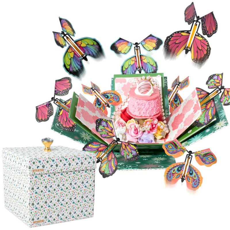 Caja de regalo ELDGREON Kit sorpresa de mariposas blanca 14x14x14 cm