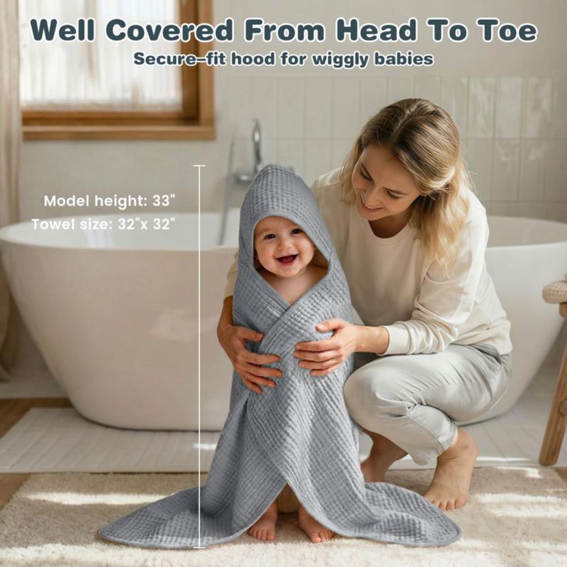 Pack de 2 Toallas con Capucha de Muselina para Bebé HUITAO 81 cm