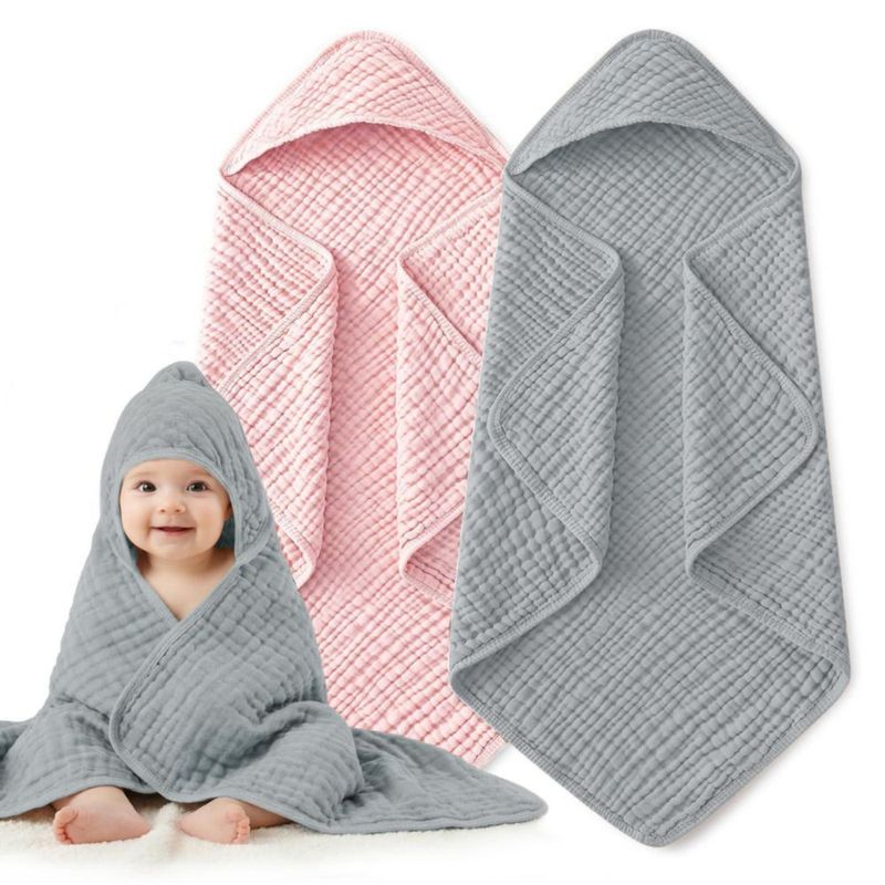 Pack de 2 Toallas con Capucha de Muselina para Bebé HUITAO 81 cm