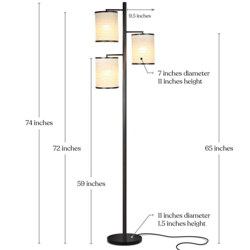 Lámpara de pie Brightech 188 cm 3 cabezas negro LED