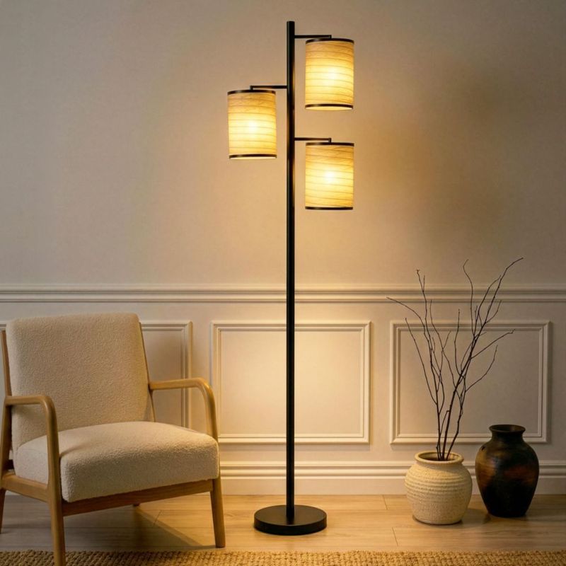 Lámpara de pie Brightech 188 cm 3 cabezas negro LED