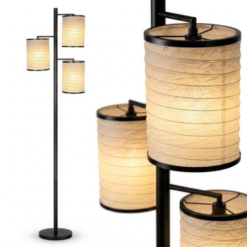 Lámpara de pie Brightech 188 cm 3 cabezas negro LED