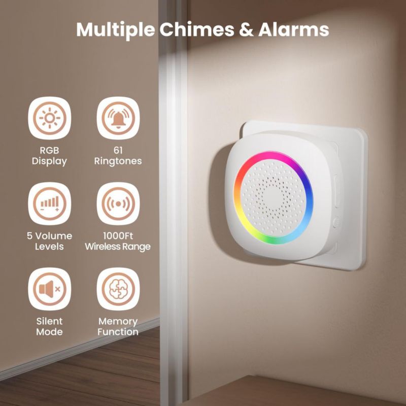 Timbre de Puerta TECKNET con Sensor de Movimiento Inalámbrico RGB 6 m