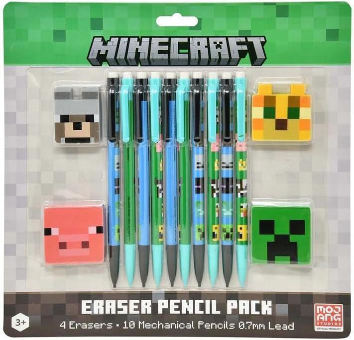 Set de Lápices Mecánicos Minecraft 07 mm 10 unidades + Gomas