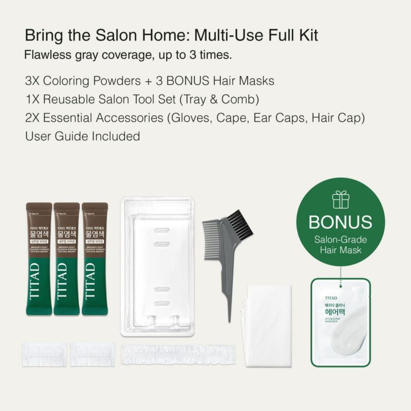 Tinte para Cabello TITAD Marrón Natural - Pack de 3 Paquetes