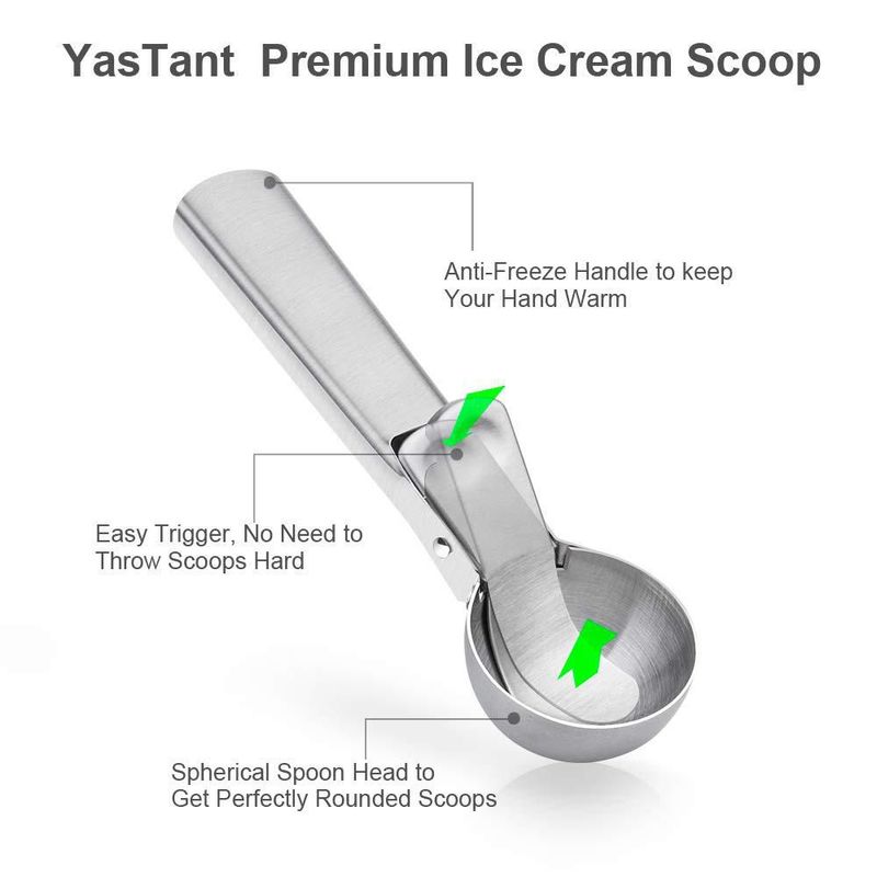 Cuchara para Helado YasTant de Acero Inoxidable con Gatillo – Mediana