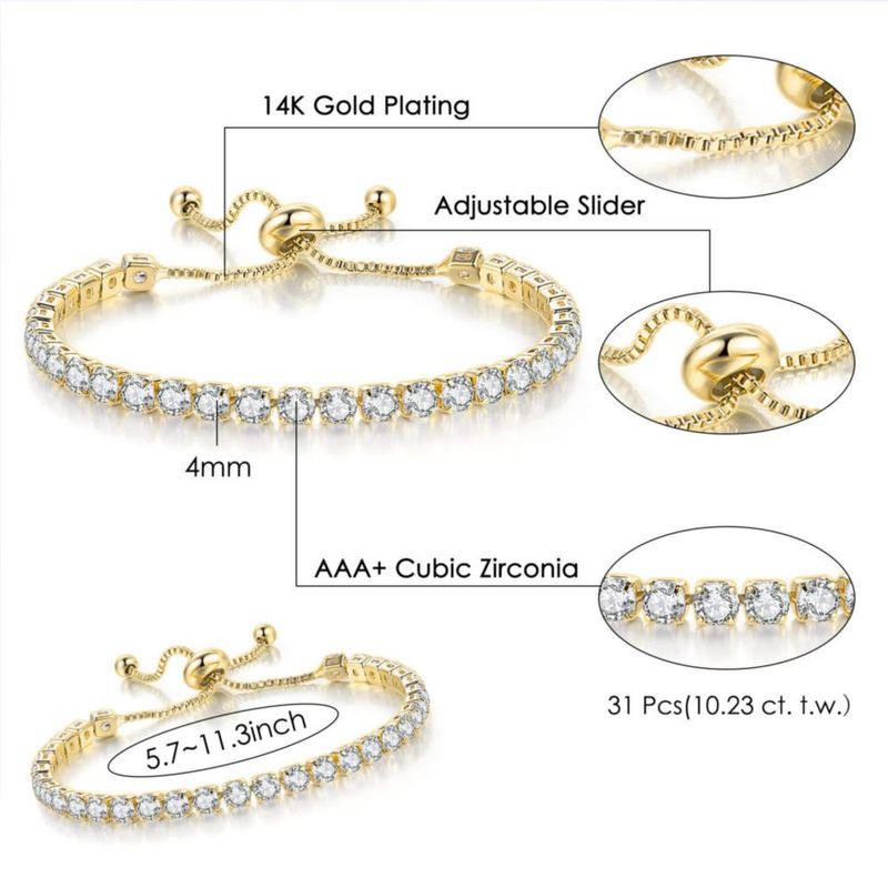 Pulsera GEMOSA Ajustable 125-225 cm Cristal Oro