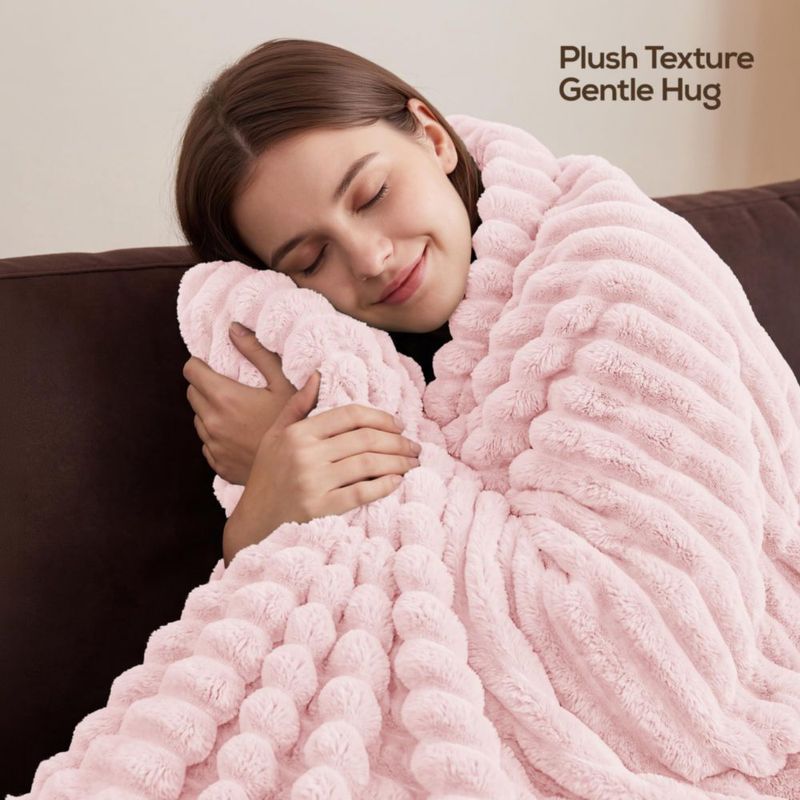 Manta Utopia Bedding 127x152 cm Rosa a Rayas de Polar