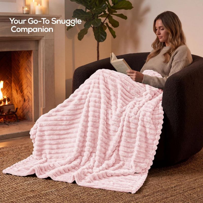 Manta Utopia Bedding 127x152 cm Rosa a Rayas de Polar