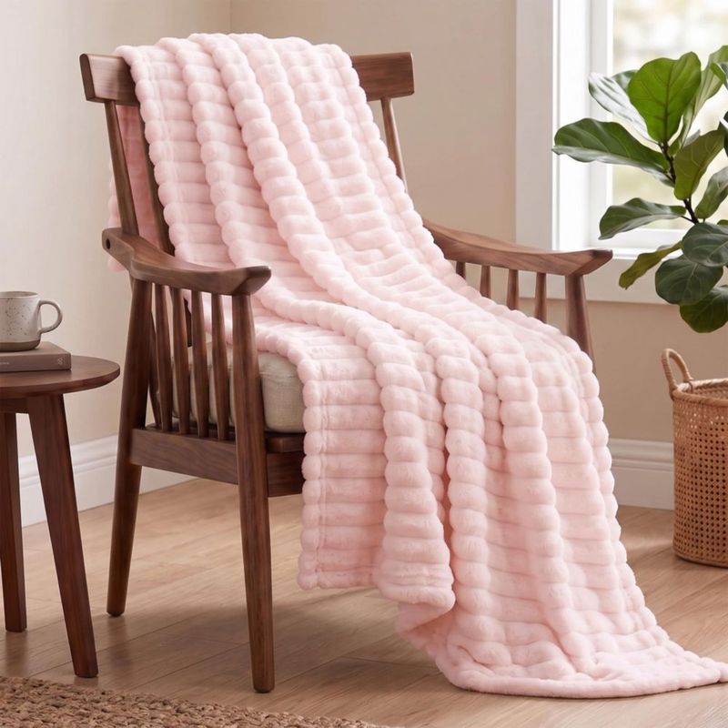 Manta Utopia Bedding 127x152 cm Rosa a Rayas de Polar