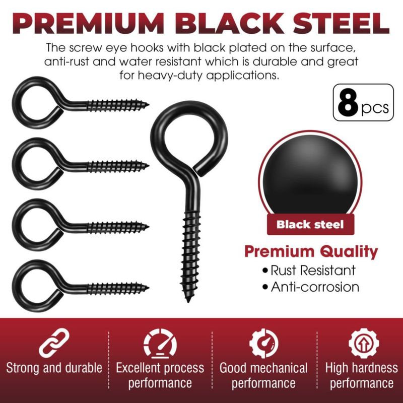 Ganchos de ojo de tornillo PAMAZY 8 cm (8 unidades) de alta resistencia