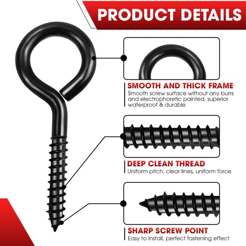 Ganchos de ojo de tornillo PAMAZY 8 cm (8 unidades) de alta resistencia