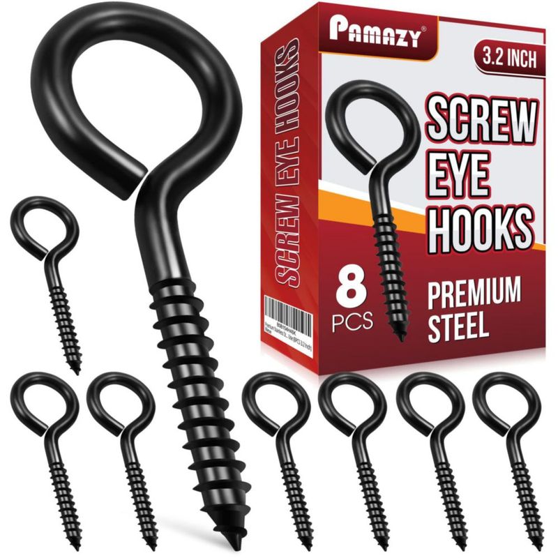 Ganchos de ojo de tornillo PAMAZY 8 cm (8 unidades) de alta resistencia
