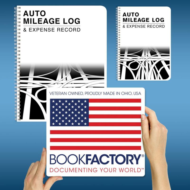 Libro de registro de kilometraje BookFactory 13 cm x 18 cm 126 páginas