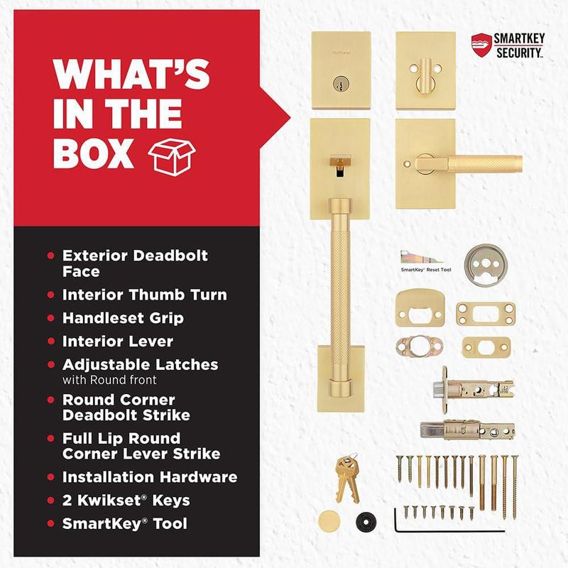 Cerradura de puerta Kwikset latón satinado SmartKey – Kit de reconfiguración