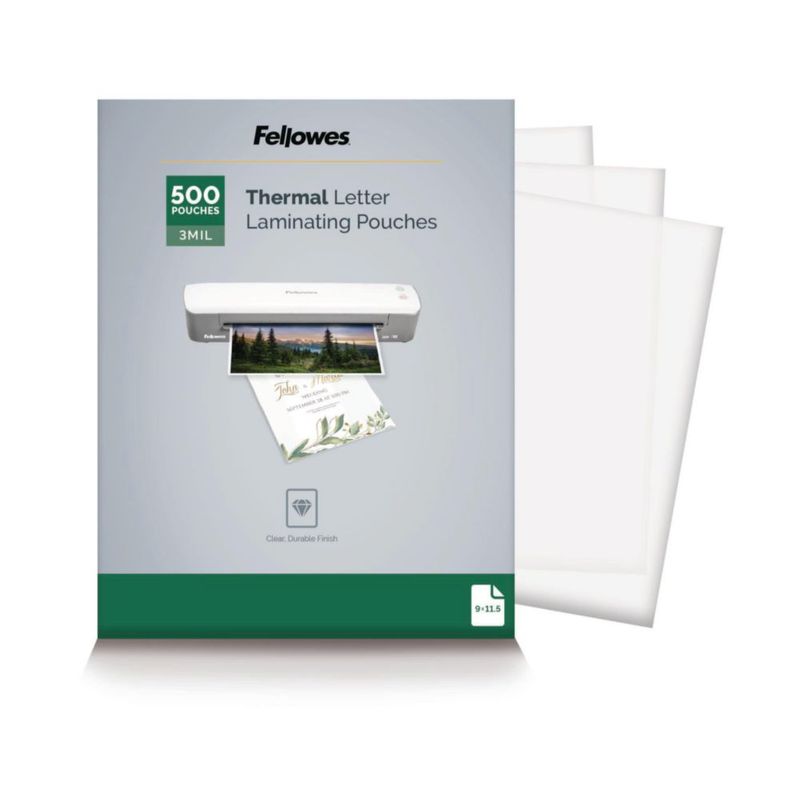 Láminas de laminado térmico Fellowes 23 × 29 cm paquete de 500 transparentes
