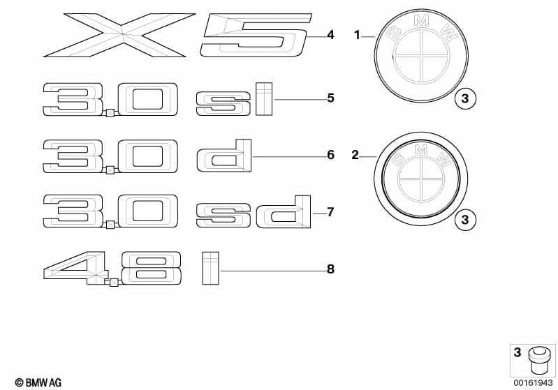 Emblema trasero BMW 51-14-7-157-696 (1 unidad)