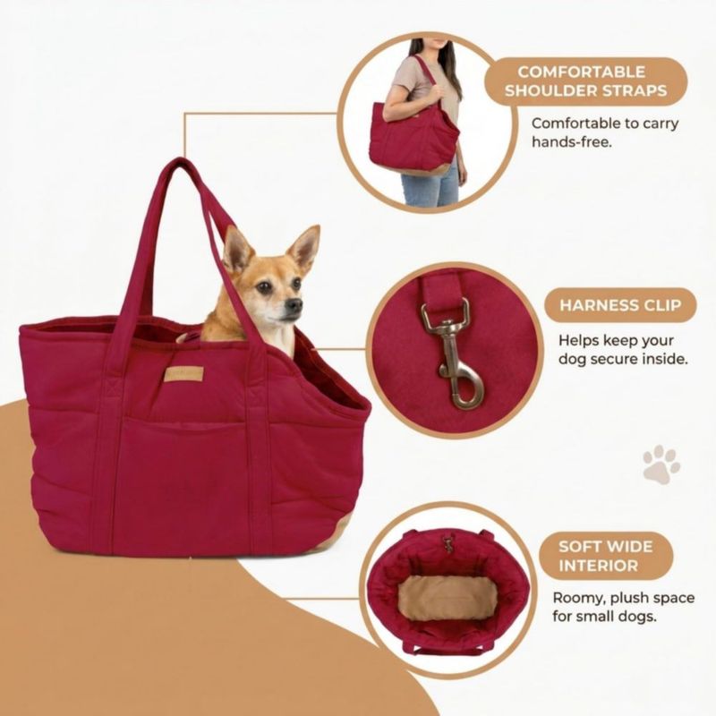 Bolso de transporte NoblePup de peluche rojo para perros pequeños (hasta 7 kg)