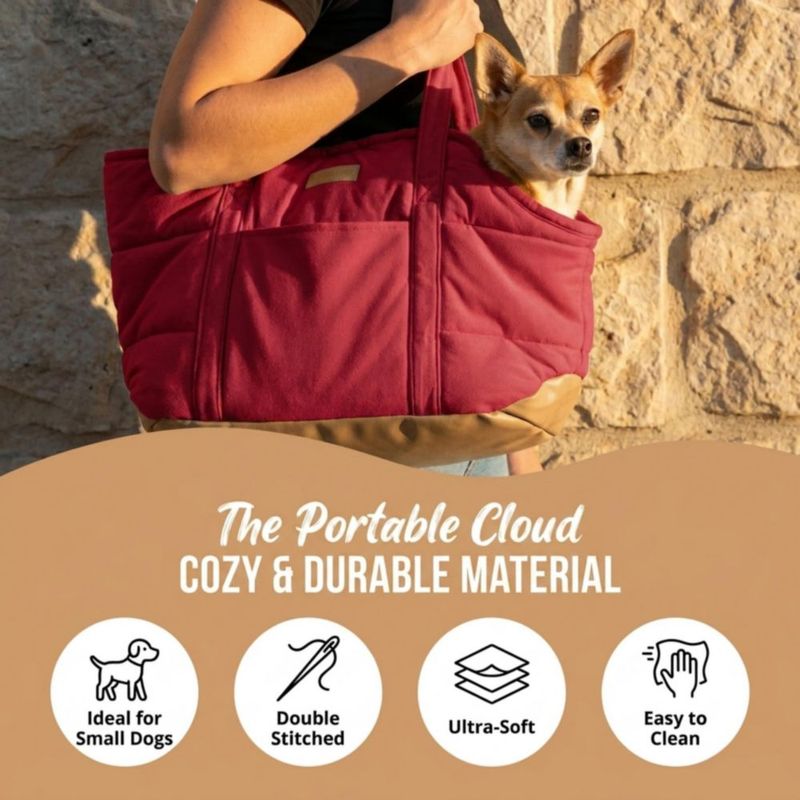 Bolso de transporte NoblePup de peluche rojo para perros pequeños (hasta 7 kg)