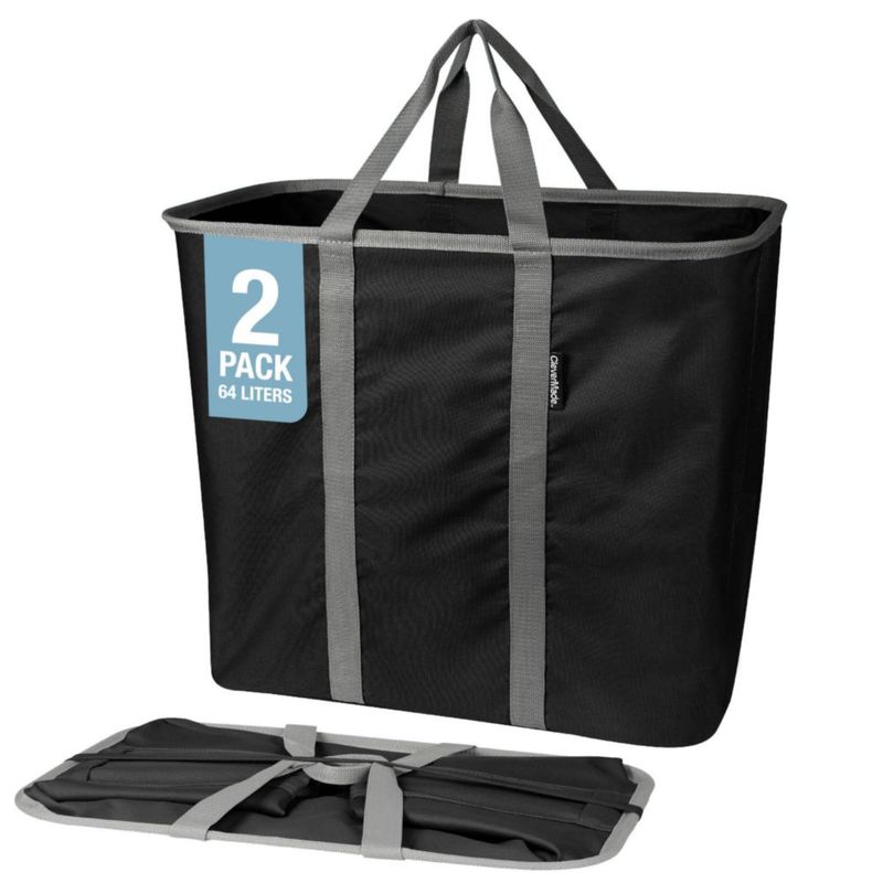 Cesta de lavandería CleverMade Midnight Black/Shadow Grey 64 L paquete de 2